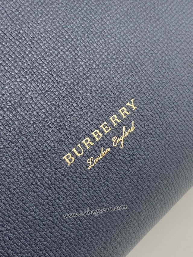 Burberry專門店新款中號藍色托特包 巴寶莉粒面小牛皮女士手提肩背包 yxb1012